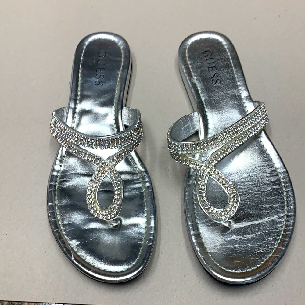Guess Flats in Silver and Rhinestone, Size 8.5
